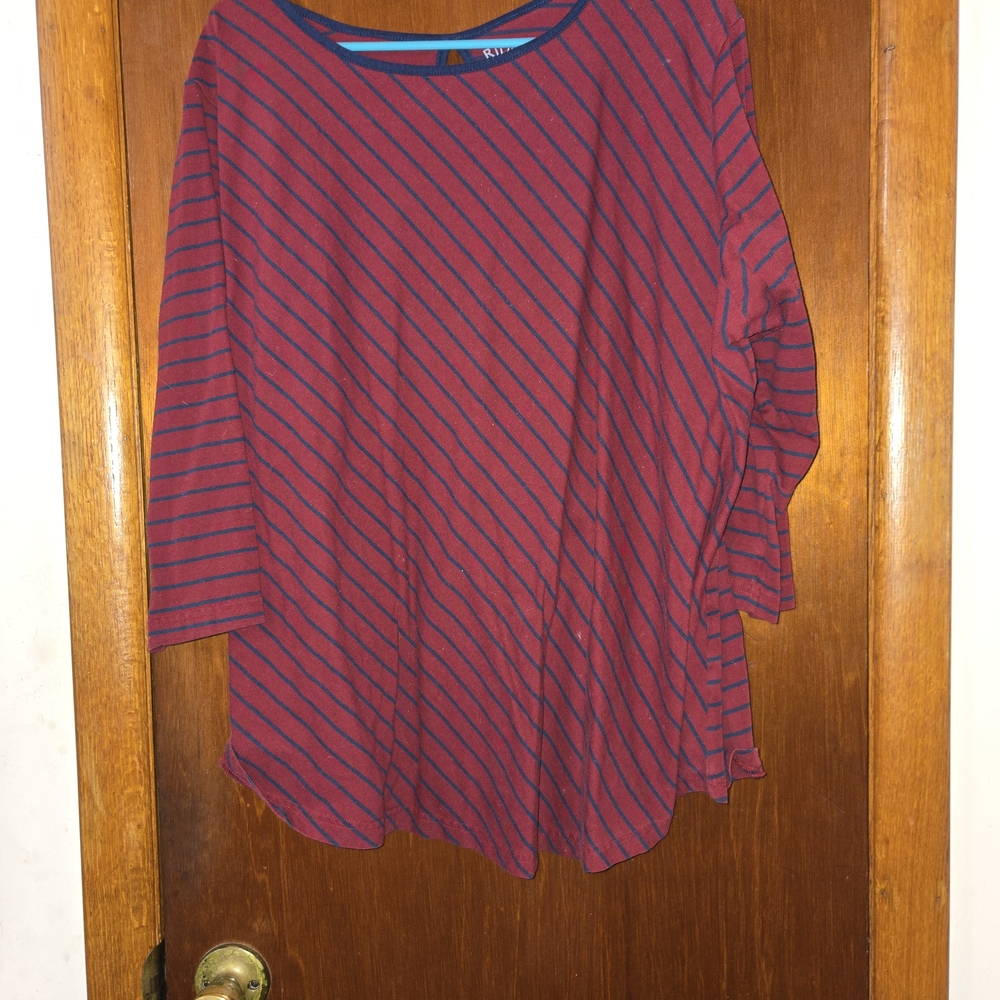 Riders by Lee Burgundy & Navy Diagonal Stripe Long Sleeve Tee